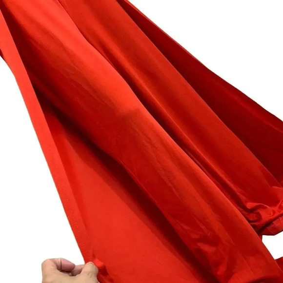 Vintage Overlay Jumpsuit Asymmetrical Off Shoulder Party Maxi Dress Size XL Red - Picture 5 of 15